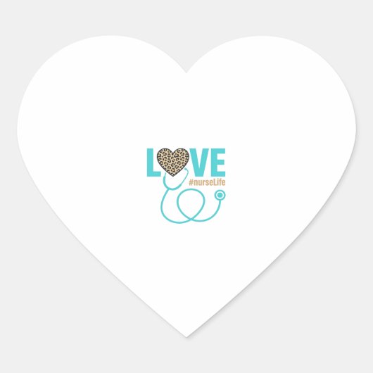 Nurse Love Leopard Stethoscope Vector Design_1 Herz-Aufkleber (Vorderseite)