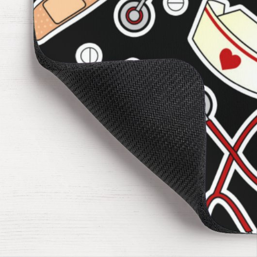 Nurse Love Print Black Mousepad (Ecke)
