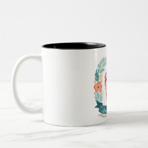 Nurse Mamma with Baby Footprints und Floral Frame Zweifarbige Tasse