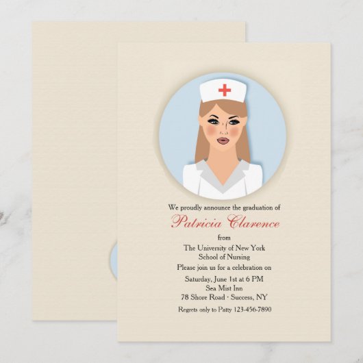 Nurse Medallion Abschluss Einladung (Vorne/Hinten)
