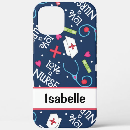 Nurse Medical Art Navy Blauer Name Personalisiert Case-Mate iPhone Hülle (Rückseite)