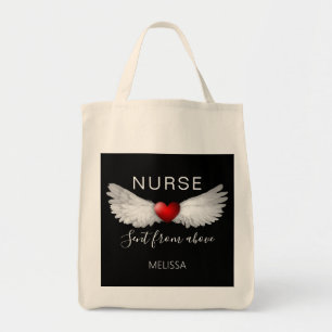 Nurse Medical Red Heart Angel Wings Personalized Tragetasche