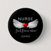 Nurse Medical Red Heart Engel Wings individuell Button (Vorderseite)