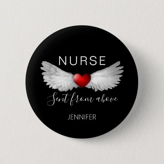 Nurse Medical Red Heart Engel Wings individuell Button (Vorderseite)