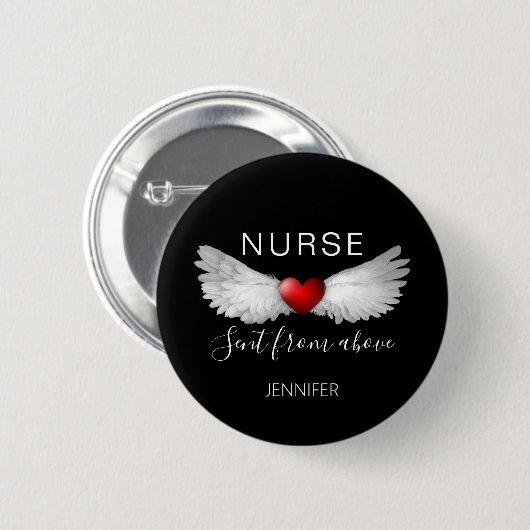 Nurse Medical Red Heart Engel Wings individuell Button (Vorne & Hinten)