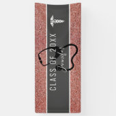 Nurse Medical Rose Gold Glitzer Graduation Party Banner (Vertikal)