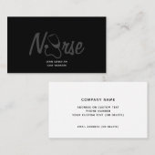 Nurse Medical Stethoscope Black Gray Script Visitenkarte (Vorne/Hinten)