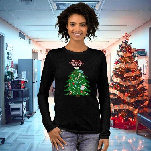 Nurse Merry Christmas Tree Tri-Blend Shirt