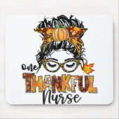 Nurse Messy Bun Hair One Thanksgivi Mousepad (Vorne)