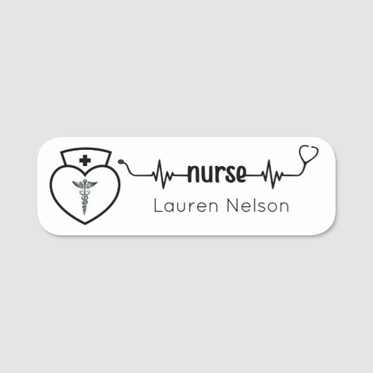 Nurse Name Plate Abzeichen Minimalistisch Schwarz Namensschild (Vorderseite)