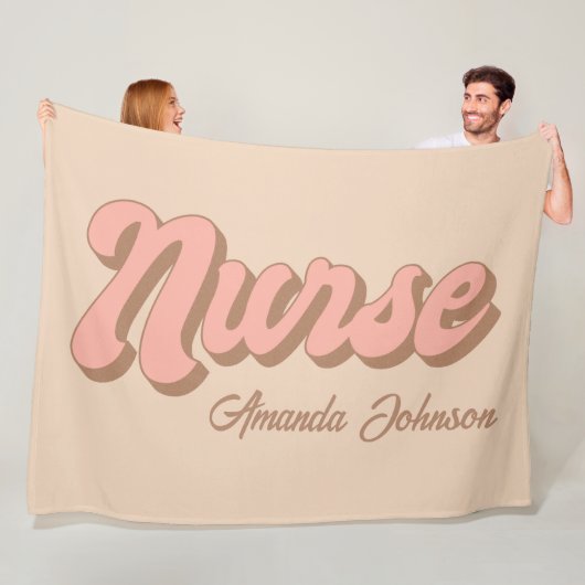 Nurse Name Retro Large Custom Fleece Blanket (Beispiel)