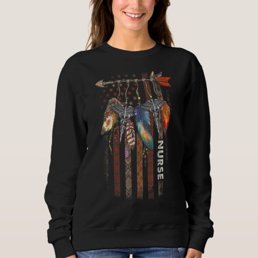 Nurse Native American Arrow Caduceus Feather Ameri Sweatshirt (Vorderseite)