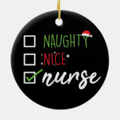 Nurse Naughty Nice Funny Weihnachtsliste Keramik Ornament (Hinten)