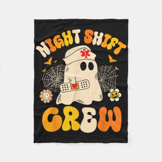 Nurse Night Shift Crew Ghost Halloween Nurse Funny Fleecedecke (Vorderseite)