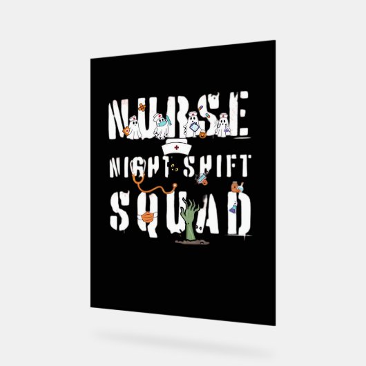 Nurse Night Shift Halloween Squad Classic T - Shir Acrylschild (Winkel)