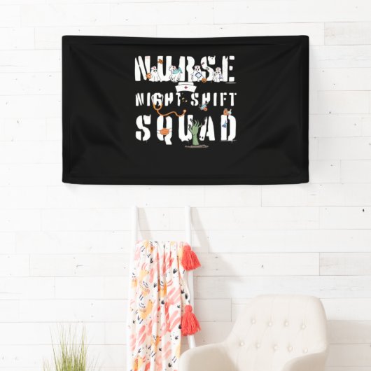 Nurse Night Shift Halloween Squad Classic T - Shir Banner (Insitu)
