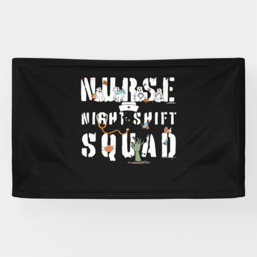 Nurse Night Shift Halloween Squad Classic T - Shir Banner (Horizontal)