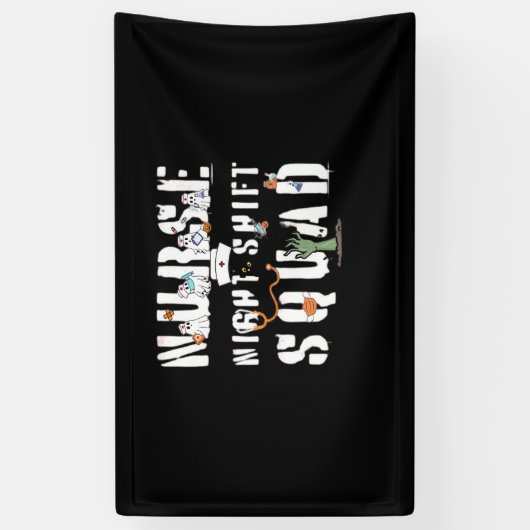 Nurse Night Shift Halloween Squad Classic T - Shir Banner (Vertikal)