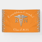 Nurse Nursing School Abschluss Orange Silver Banner (Horizontal)