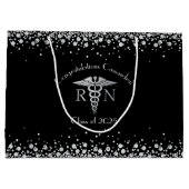 Nurse Nursing School Graduation Party Black Silver Große Geschenktüte (Rückseite)