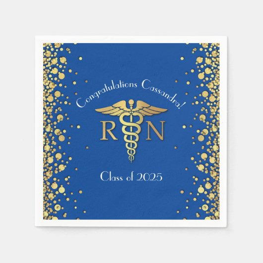 Nurse Nursing School Graduation Party Blue Gold Serviette (Vorderseite)