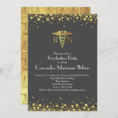 Nurse Nursing School Graduation Party Gray Gold Einladung (Vorne/Hinten)