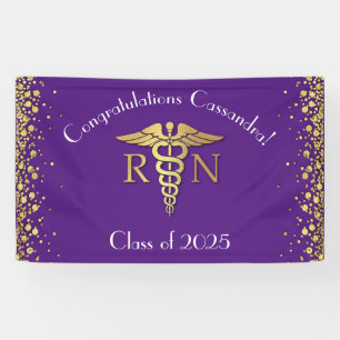 Nurse Nursing School Graduation Party Lila Gold Banner