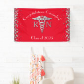 Nurse Nursing School Graduation Party Red Silver Banner (Insitu)