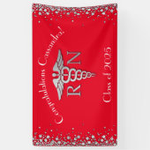 Nurse Nursing School Graduation Party Red Silver Banner (Vertikal)