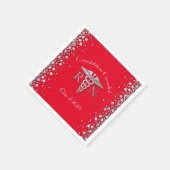 Nurse Nursing School Graduation Party Red Silver Serviette (Ecke)