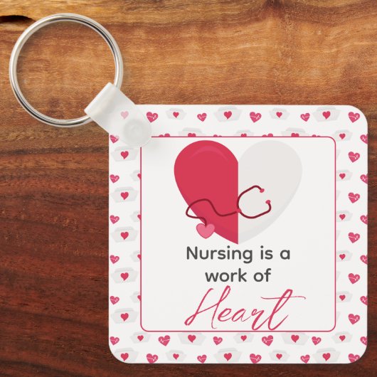 Nurse Nursing Valentine Day Rosa Herzname am Schlüsselanhänger (Vorderseite)