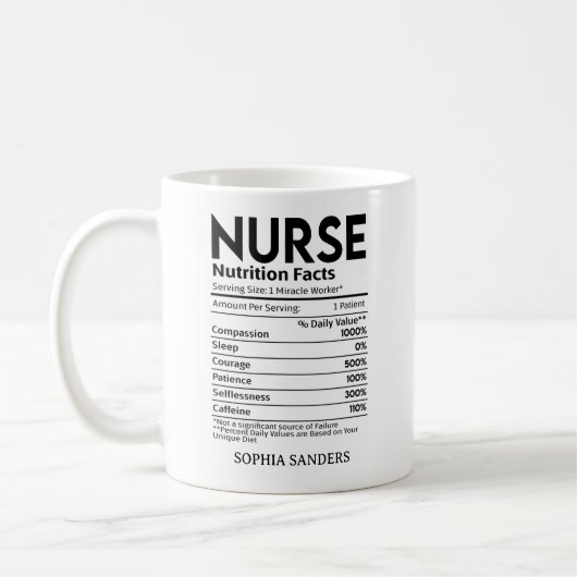 Nurse Nutrition Facts, funny Nurse Kaffeetasse (Links)