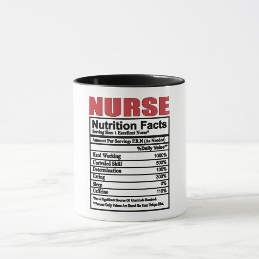 Nurse Nutritional Facts Tasse (Zentrum)