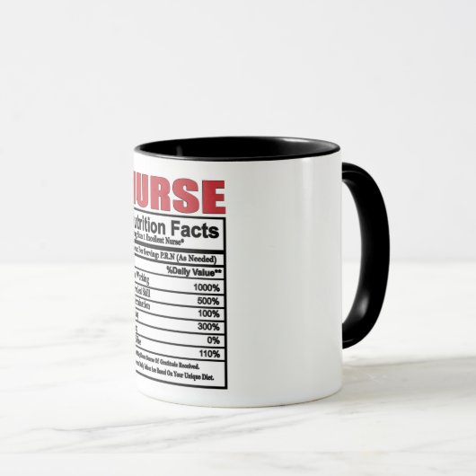 Nurse Nutritional Facts Tasse (VorderseiteRechts)