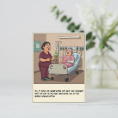 Nurse Offers Patient Green Potion Get Well Postkarte (Stehend Vorderseite)