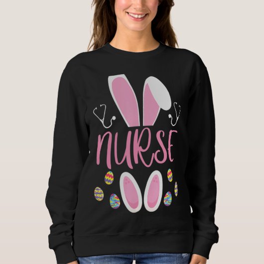 Nurse Ostereier Jagdkaninchen Rn Ostertag Bunn Sweatshirt (Vorderseite)