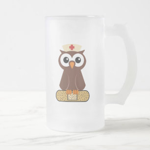 Nurse Owl (w/bandaid) Mattglas Bierglas