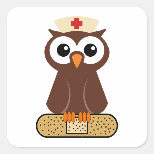 Nurse Owl (w/bandaid) Quadratischer Aufkleber (Vorderseite)