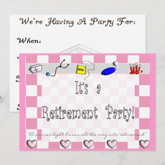NURSE-Party Einladungen (Vorne/Hinten)