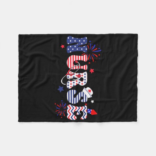 Nurse Patriotic 4. Juli Fleecedecke (Vorderseite (Horizontal))