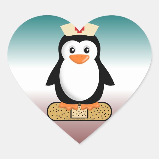 Nurse Penguin (ohne Bandaid) Herz-Aufkleber (Vorderseite)