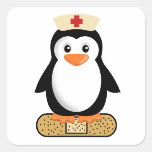 Nurse Penguin (ohne Bandaid) Quadratischer Aufkleber