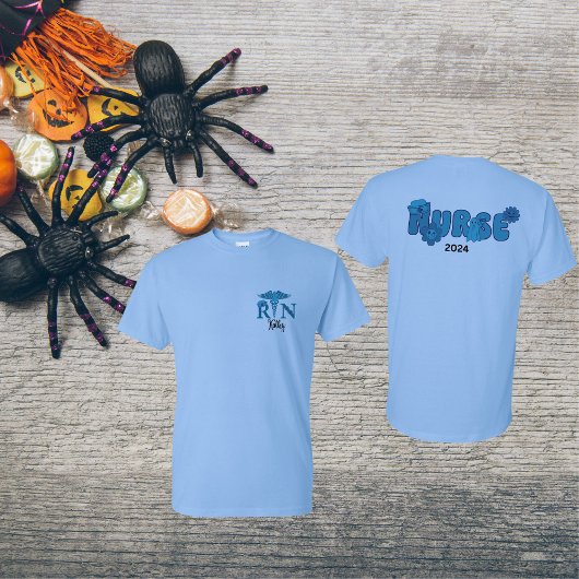 Nurse Personalisiert Name Date Halloween T-Shirt