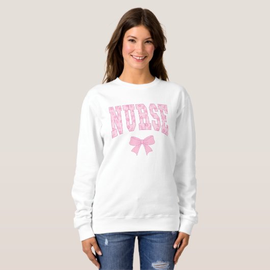 Nurse Pink Bow Coquette Sweatshirt Pflege (Vorne ganz)