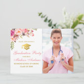 Nurse Pink Grad Party Einladung (Stehend Vorderseite)