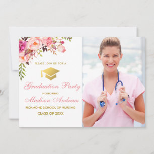 Nurse Pink Grad Party Einladung