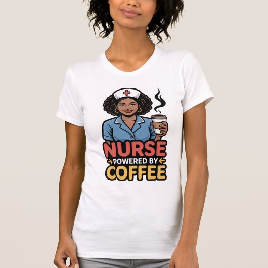 Nurse Powered by Coffee T-shirt (Vorderseite)