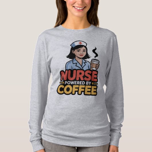 Nurse Powered by Coffee T-shirt (Vorderseite)