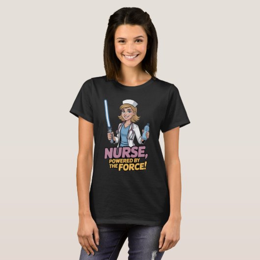 Nurse Powered by the Force  T-Shirt (Vorne ganz)