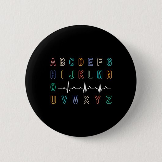 Nurse Pqrst Test Abc's Ekg Strip Alphabet Funny Nu Button (Vorderseite)